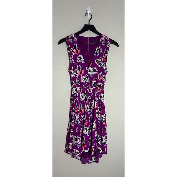 Express Purple Floral Sleeveless Open Back Dress Size 6 - Picture 1 of 11